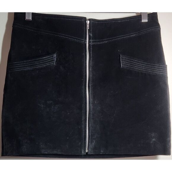 NEW MNG Zippered Suede Mini Skirt, Size Small - Picture 1 of 12